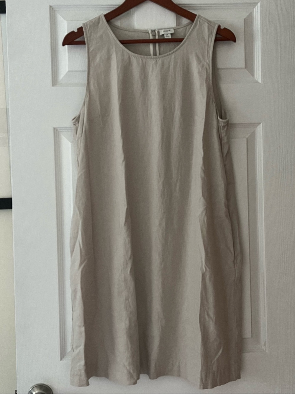 J. Crew Sleeveless Shift Dress in Light Beige